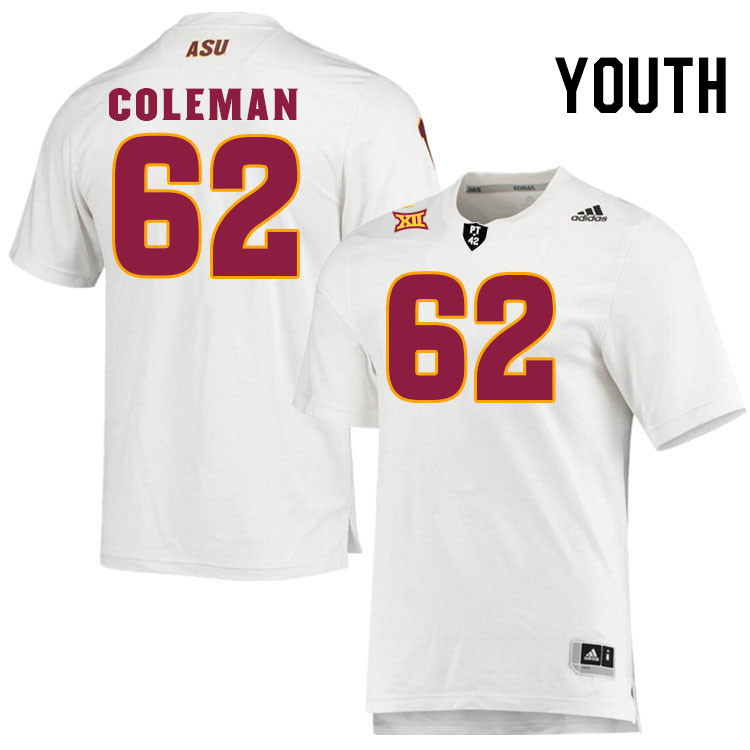 Youth #62 Ben Coleman Arizona State Sun Devils College Football Jerseys Stitched-White